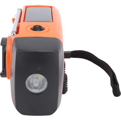 Radio météo d'urgence solaire à manivelle lampe LED alarme SOS banque d'énergie portable AM FM WB orange (1/5)