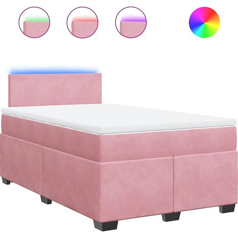 Maison Exclusive - Sommier à lattes de lit avec matelas rose 120x190 cm velours (1/5)