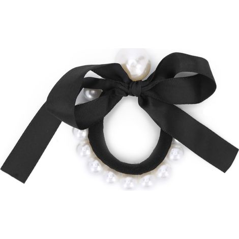 Barrette à Cheveux Élégante avec Nœud Papillon Perlé - Accessoire Capillaire Femme et Fille - Idée Cadeau - Noir (1/5)