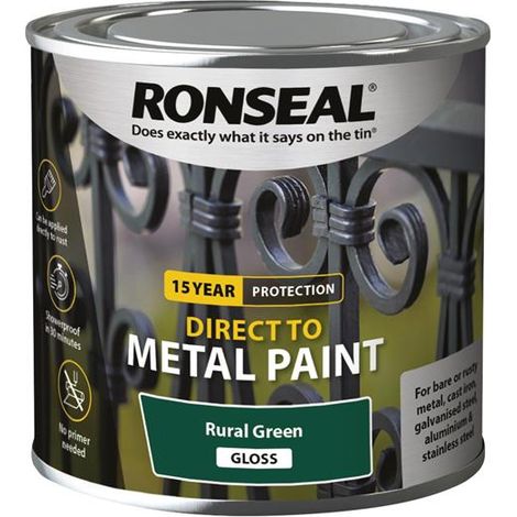 Ronseal 15-Year Exterior Direct-to-Metal Gloss Paint - Rural Green, 250ml