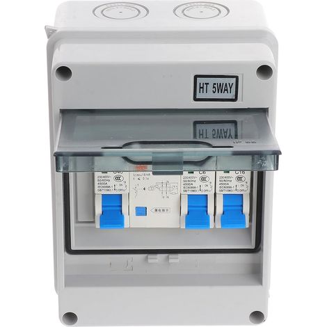 Disjoncteur Différentiel 5 Voies Ip54 Étanche Boîtier en Nylon Léger Haute Capacité pour Ateliers et Dépendances, Protection Électrique Fiable (1/5)