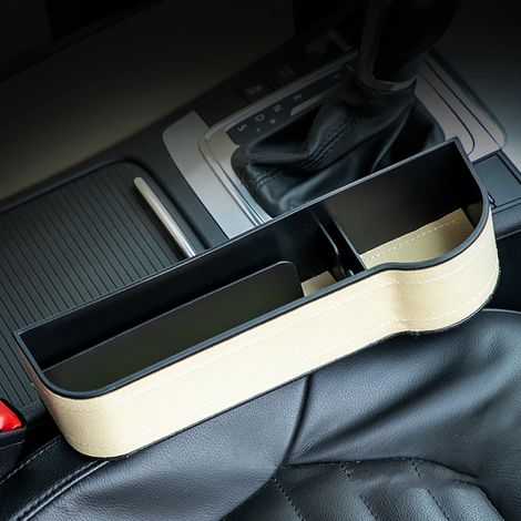(T10) Organisateur de siège auto pour portefeuille et téléphone, rangement pour fentes et autres espaces, boîte de rangement pour accessoires auto (1/5)