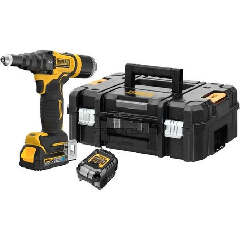 DeWalt DCF403E1T-GB 18v XR 3/16" (4.8mm) Brushless Riveter With 1 x 1.7Ah Compact Powerstack In TSTAK