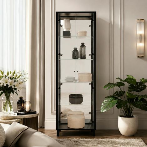 Vitrine noire 2 portes 1 miroir RAVEN (1/5)