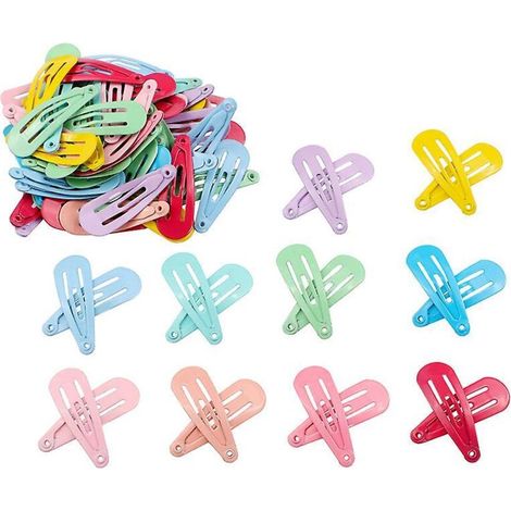 100 bunte Haarspangen für Mädchen, 3 cm, aus Metall, mit Schnappverschluss. Haaraccessoires für Kinder. (1/5)
