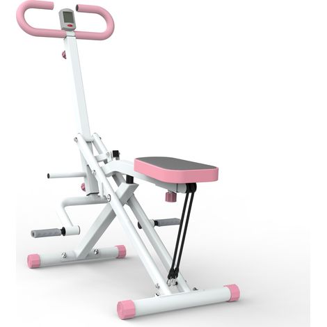 Máquina de sentadillas plegable para casa con bandas de resistencia y monitor digital rosa HOMVRA (1/5)