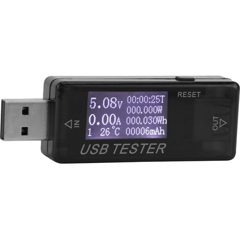 Testeur numérique USB de tension et de courant, voltmètre, détecteur 8 en 1, 0-5 A, 0-150 W, 4-30 V, noir