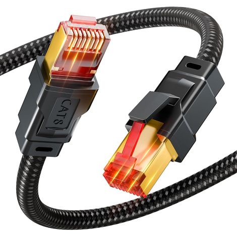 Cable Ethernet Cat 8, Câble Lan 1M 2M 3M 5M 10M 15M 20M, RJ45 Câble Réseau (1/5)