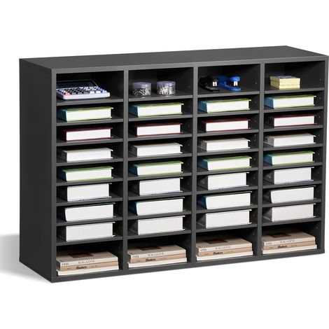 VEVOR Organizador de Literatura 997 x 305 x 680 mm, Clasificador de Madera de Oficina de 36 Compartimentos con Estantes Ajustables,  para Almacenamiento para Archivos, Documentos, Papeles,  Gris