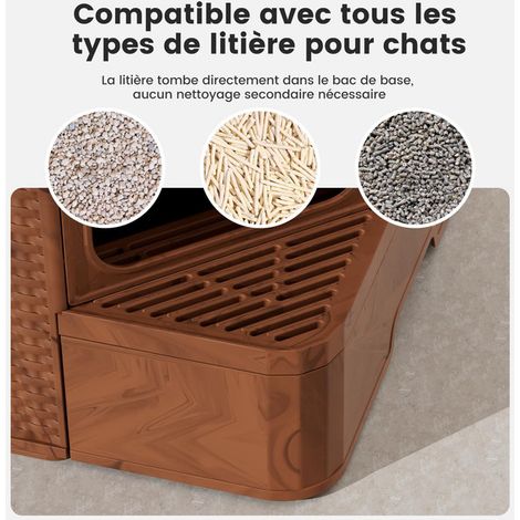 Maison de Toilette pour Chat Grand Format Bac à Litière Anti-Odeur avec Tiroir Amovible et Filtre à Charbon Actif (1/5)