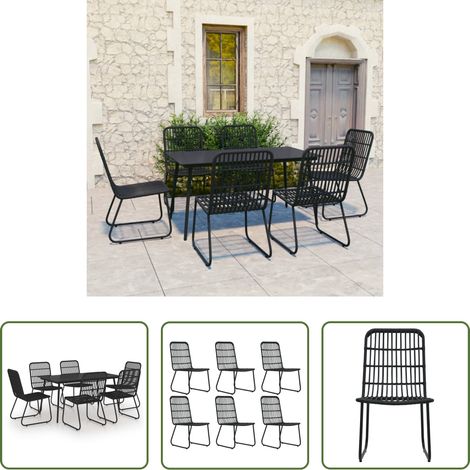 vidaXL Salle à manger extérieure - Ensemble à manger d'extérieur 7 pcs résine tressée et verre (1/5)