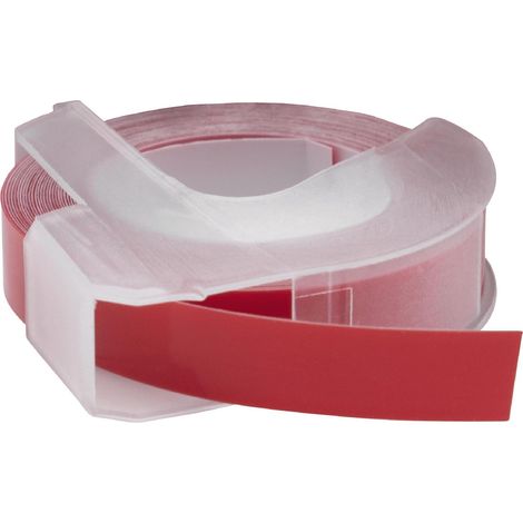 vhbw 3D Embossing Label Tape compatible with Motex 5500B, 5500A Label Printer 3m x 9 mm, White on Red (1/2)