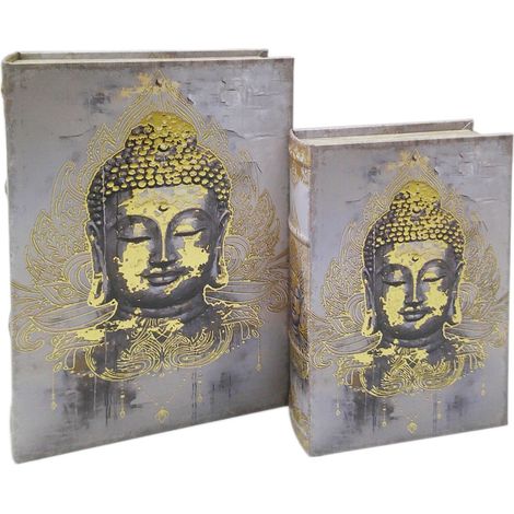 Signes Grimalt Cajas De Libro Regalo  Caja Libro Buda 2U Cajas Libro Dorado 6x21x30cm 36419