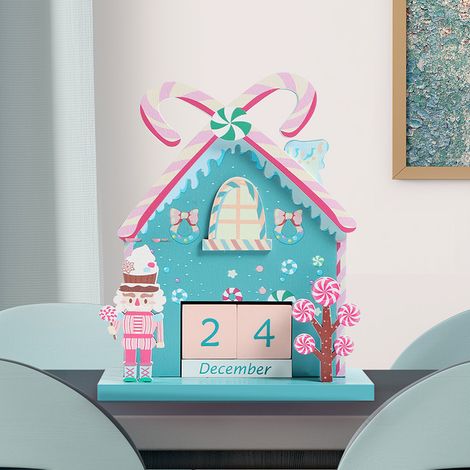 Calendrier de l'avent en matière naturelle en forme de macaron, joli calendrier perpétuel avec compte à rebours, calendrier de bureau (1/4)