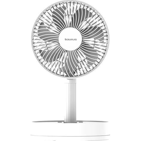 Taurus Ventilador portátil plegable Air Lite Fold&Go con motor BLDC ultrasilencioso, batería de litio de hasta 12 h, 4 velocidades, temporizador 8 h, altura ajustable, carga USB-C