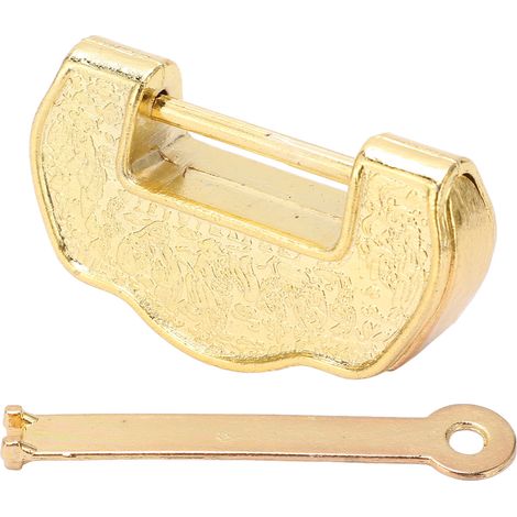 Cadenas Antique Laiton à Clé, Sécurité Horizontale Zinc pour Bagages, Écrin à Bijoux, Commode et Décoration Intérieure (1/5)