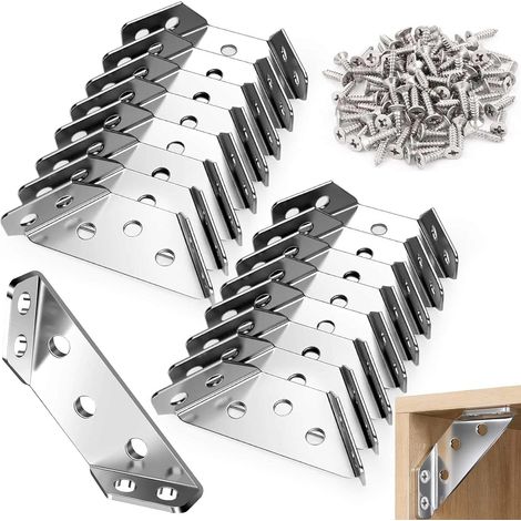 20 Pièces Support Equerre Triangulaire,Supports de Connecteurs D'Angle Trapézoïdaux,Supports Triangulaires Metal,Équerre de Fixation Triangulaire avec140 Vis pour Étagère,Armoire,Table,Chaise (1/5)