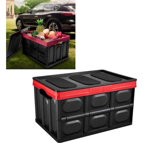 Coffre de Coffre Voiture Pliable Organisateur Grande Capacité Boîte ABS Rangement Garage Maison Noir 45x30x25cm (1/5)