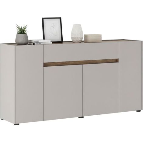 Credenza Cirimido, Madia un Cassetto, 3 Ripiani, Apertura Battente, 170x40x85h cm Beige