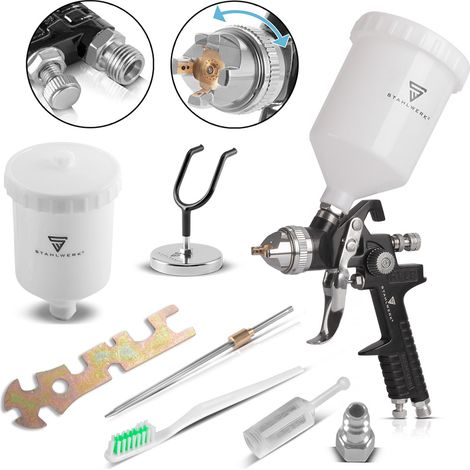 STAHLWERK Pistola HVLP SG-600 ST con boquilla de 1,4 mm y depósito de 600 ml