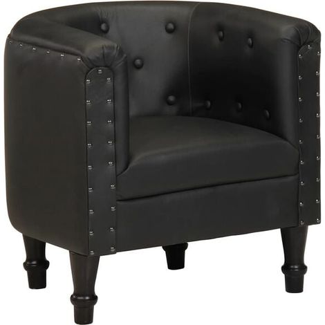 Fauteuil convertible en cuir véritable noir (1/5)