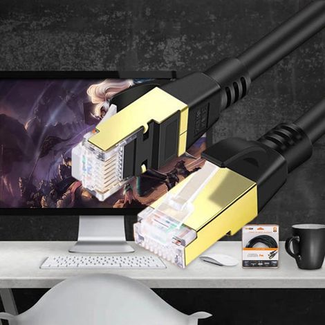 Cavo di Rete Ethernet RJ45 Cat 6 Placcato in Oro Velocita Massima di 10Gbps/100metri Banda Max 100Mhz Lunghezza Cavo 5 metri (1/2)