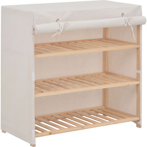Armoire à chaussures avec housse Blanc 79x40x80 cm Tissu (1/5)