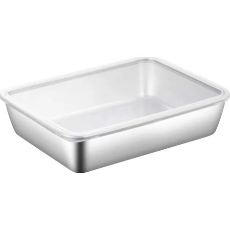 Boîte De Conservation Alimentaire En Acier Inoxydable - Couvercle Étanche - Empilable - Adaptée Au Réfrigérateur Congélateur Et Four - Lot De 3 (1/4)