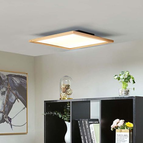 [GEBRAUCHT] B-Ware Lucande Deckenleuchte Joren LED Lampe Holz CCT Fernbedienung Ø52cm dimmbar (1/2)