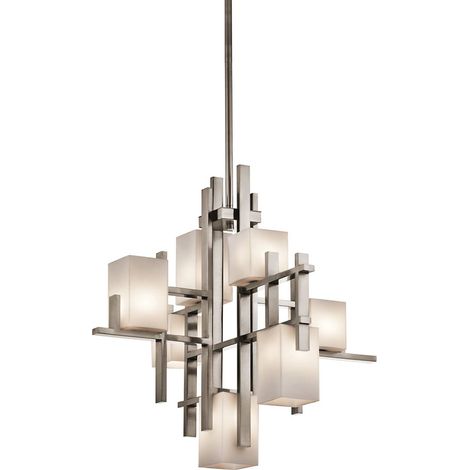 Elstead City Lights - Lampadario a 7 luci a sospensione in peltro classico chiaro, G9 (1/5)