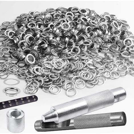 200 ojales de acero inoxidable de 10 mm con herramienta manual, para lonas, cuero y tela. (1/5)