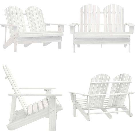 2-Sitzer Adirondack-Gartenbank Massivholz Tanne Weiß - Holz Gartenstuhl - Tannenholzgartenmöbel - Gartenbank - Adirondack Sessel - Gartenlounge - Home & Living (1/5)