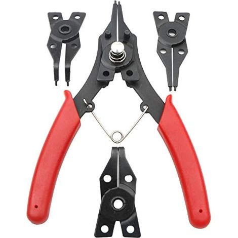 Lot de pinces 4 en 1 pour retirer les clips de retenue des circlips circlips anneaux de poignet circlips internes externes projets de réparation automobile et moteur (1/5)