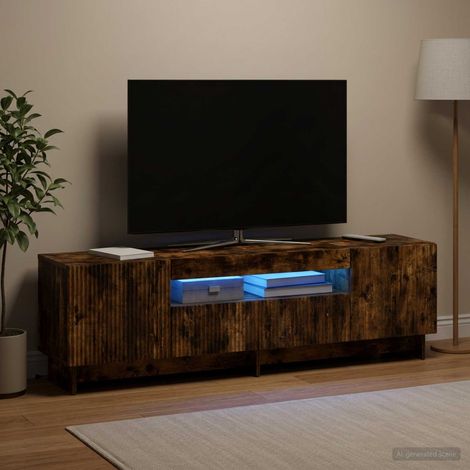 vidaXL LED TV Cabinet EDE 153 x 35 x 43 cm Smoked Oak Engineered Wood (1/5)