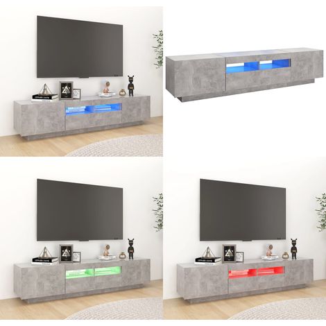 TV-Schrank mit LED-Leuchten Betongrau 180x35x40 cm - TV Schrank - Holzwerkstoff Möbel - LED Beleuchtung - Wohnzimmer Deko - Moderner TV Stand - Home & Living (1/5)
