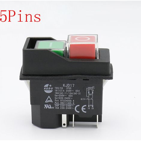 Interruptor Pulsador Doble Rojo/Verde 16A/220Vac ( Con Patilla Para Rele)