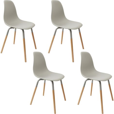 Lot de 4 Chaises - HOME DECO FACTORY - Phenix - Design Scandinave - Grises (1/7)