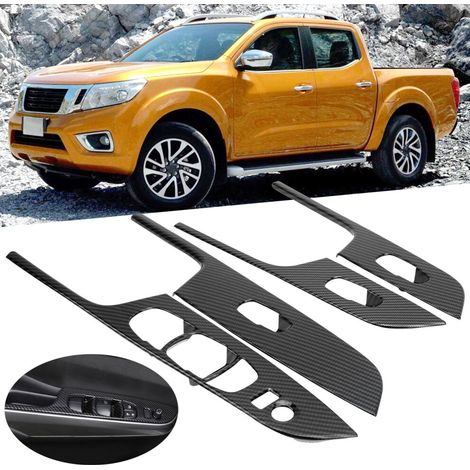 Cubierta del panel de interruptores de ventana estilo fibra de carbono para Nissan NP300 2015-2019