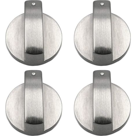 Lot de 4 Boutons de réglage, Métal, 6 mm, Argenté, Pour cuisinière à gaz ou four (1/5)