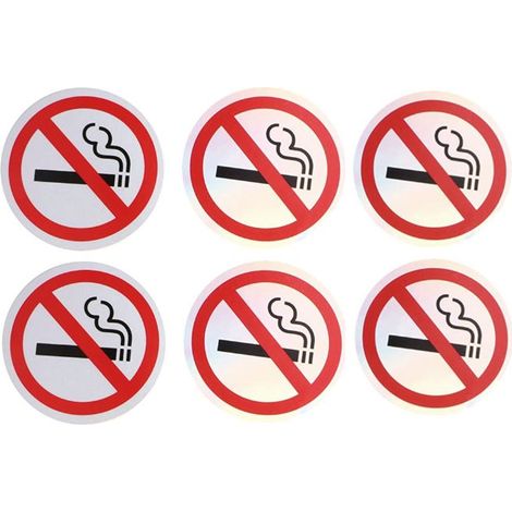 Adesivo segnale di divieto di fumo, 6 pezzi, 82 mm, per auto, furgoni, finestrini, taxi, camere da letto. Poster di avvertimento in vinile autoadesivo antigraffio con logo di avvertimento. (1/5)