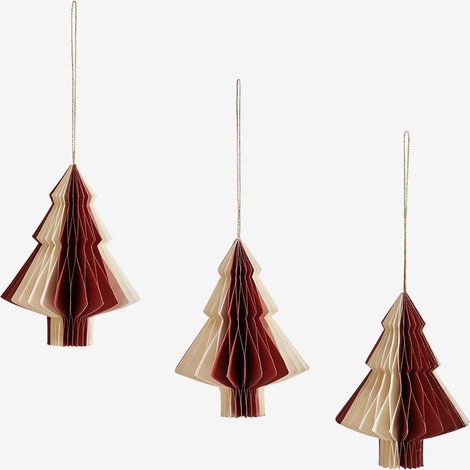 SKLUM Pack mit 3 Weihnachtsdekorationen aus Volin-Papier Granat                                  