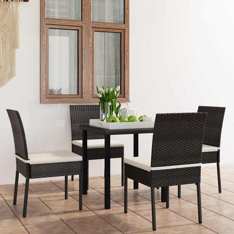 Ensemble Table et Chaise de Jardin 5 pcs - Ensemble de salle à manger de jardin Résine tressée Noir BV586104 - BonneVie (1/5)