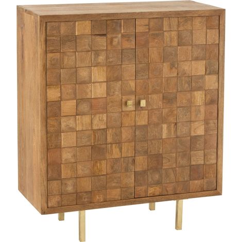 Buffet 2 portes 89x42x104 cm en manguier et métal doré - RULIK (1/5)