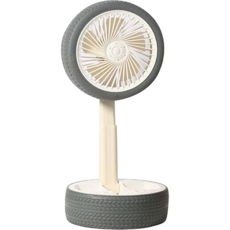 Ventilateur de table avec roue factice - Noir, ventilateur télescopique en forme de pneu, portable et rechargeable, idéal pour les résidences étudiantes. (1/5)