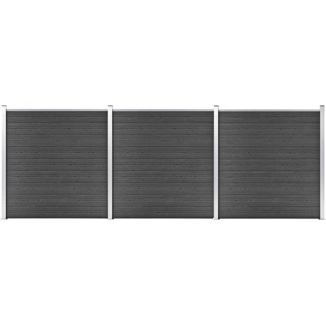 Ensemble de panneau de clôture WPC 526x186 Noir (1/5)