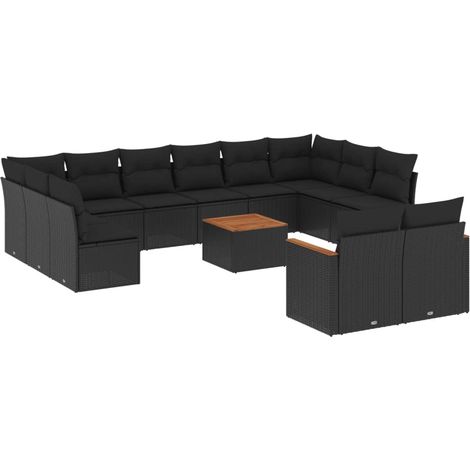 Maison Exclusive - 13-tlg. Garten-Sofagarnitur mit Kissen Schwarz