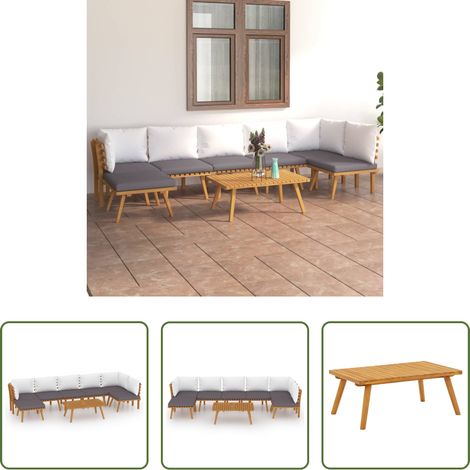 vidaXL Akazienholz - 8-tlg. Garten-Lounge-Set mit Kissen Massivholz Akazie (1/5)