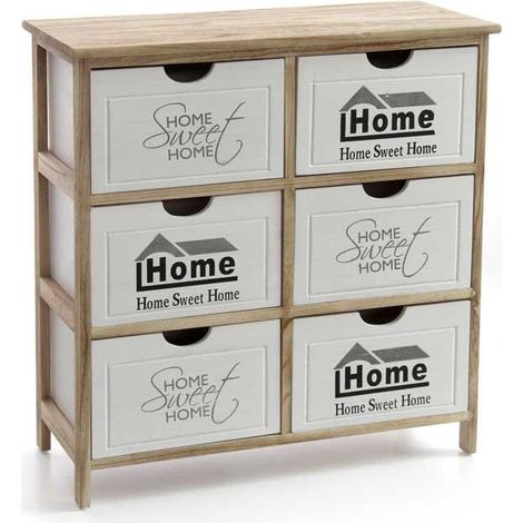 HOME SWEET HOME MOBILE IN LEGNO 6 CASSETTI 67 X 28 X H67 CM E BIANCO E NATURALE (1/2)