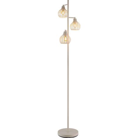 Lampadaire, lampe sur pied, lampe de bureau, métal, couleur crème, interrupteur au pied, H 161 cm