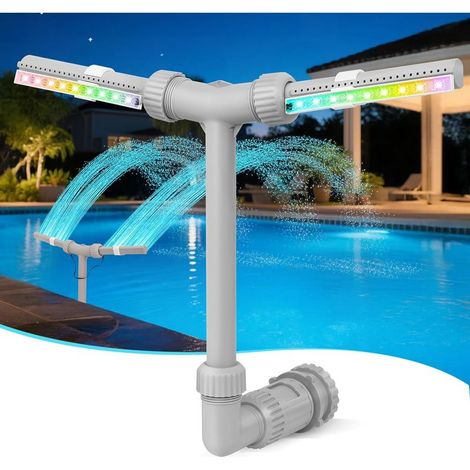 Fontaine solaire pour piscine avec éclairage LED, double jet haute pression, cascade et arroseur pour piscines hors sol/enterrées, fontaine de piscine A (1/5)
